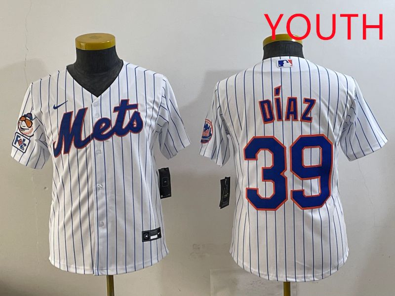Youth 2025 New York Mets #39 Diaz White Stripe Game Nike MLB Jersey style 5